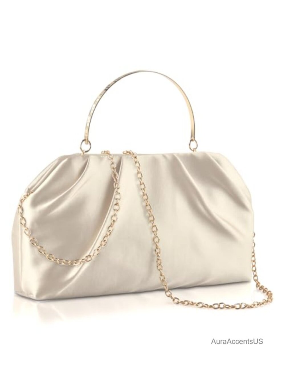 Satin Evening Clutch in Champagne